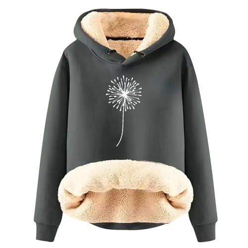 UPOI 2024 Damen Winter Sweatshirt Fleece Sherpa Gefütterter Pullover mit Kapuze Lässiger Sportlicher Fleece-Hoodie von UPOI