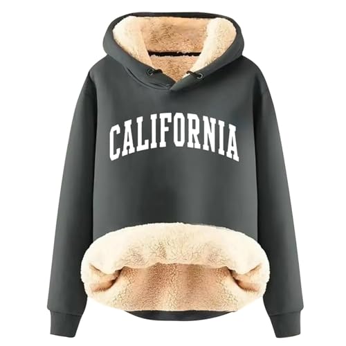UPOI 2024 Damen Winter Sweatshirt Fleece Sherpa Gefütterter Pullover mit Kapuze Lässiger Sportlicher Fleece-Hoodie von UPOI