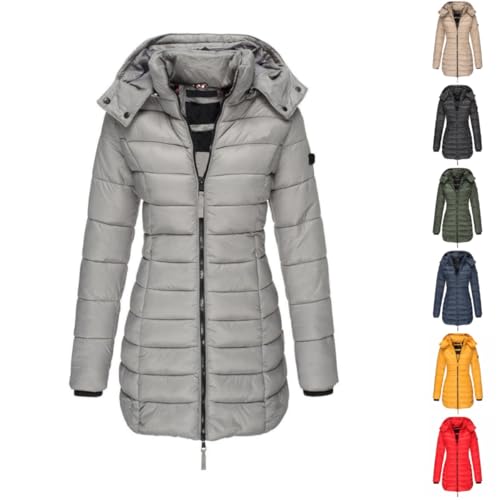 UPOI 2024 Daunenmantel Damen Mit Kapuze Winterjacke Warm Übergangsjacke Gefüttert Steppjacke Mittellang Puffer Jacke Outdoor Wintermantel Lang Daunenjacke Frauen Skijacke von UPOI