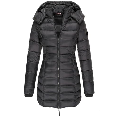 UPOI 2024 Daunenmantel Damen Mit Kapuze Winterjacke Warm Übergangsjacke Gefüttert Steppjacke Mittellang Puffer Jacke Outdoor Wintermantel Lang Daunenjacke Frauen Skijacke von UPOI