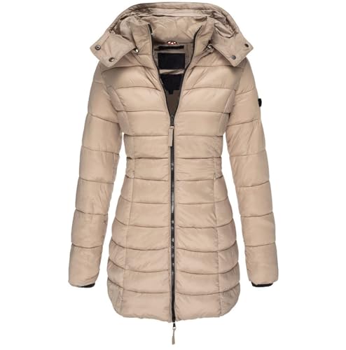 UPOI 2024 Daunenmantel Damen Mit Kapuze Winterjacke Warm Übergangsjacke Gefüttert Steppjacke Mittellang Puffer Jacke Outdoor Wintermantel Lang Daunenjacke Frauen Skijacke von UPOI
