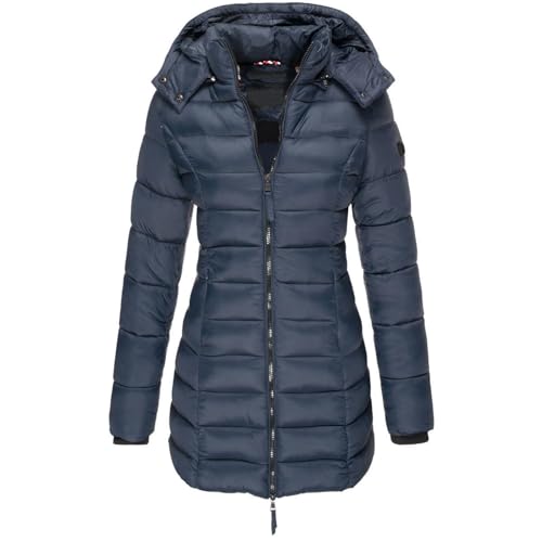 UPOI 2024 Daunenmantel Damen Mit Kapuze Winterjacke Warm Übergangsjacke Gefüttert Steppjacke Mittellang Puffer Jacke Outdoor Wintermantel Lang Daunenjacke Frauen Skijacke von UPOI