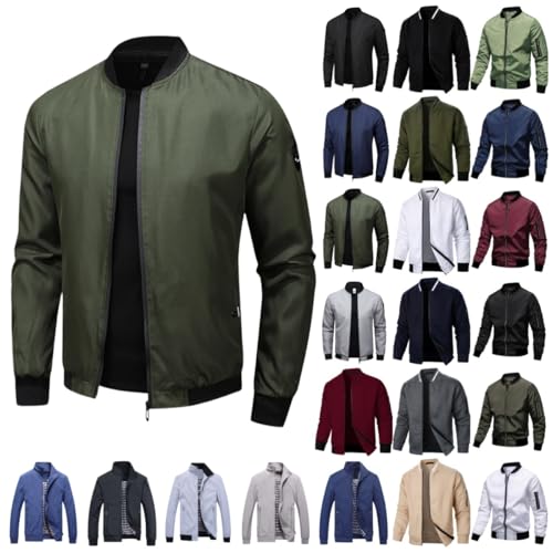UPOI 2024 Herren Jacke Leichte Freizeit Übergangsjacke Blouson Jacke mit Stehkragen Langarm Sommer Bomberjacke Outdoor Sportjacke Kurz Mantel für Business Freizeit von UPOI