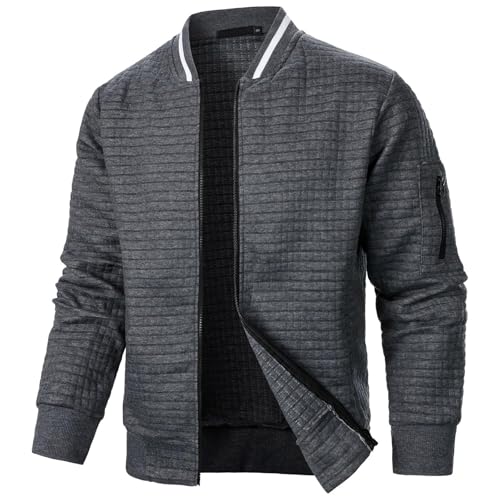 UPOI 2024 Herren Jacke Leichte Freizeit Übergangsjacke Blouson Jacke mit Stehkragen Langarm Sommer Bomberjacke Outdoor Sportjacke Kurz Mantel für Business Freizeit von UPOI