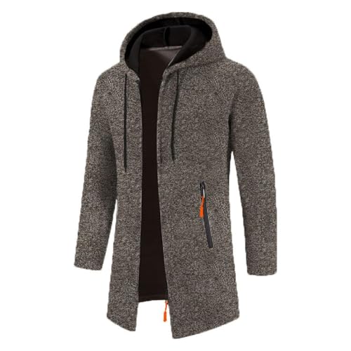 UPOI 2024 Strickjacke Herren Cardigan Lang Trachtenjacke Kapuze mit Kapuze Gestrickt Pullover Hoodie Wintermantel Winterjacke Männer Fleecejacke Sweatjacke Kapuzenjacke von UPOI