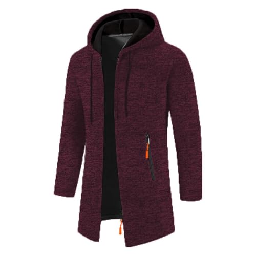 UPOI 2024 Strickjacke Herren Cardigan Lang Trachtenjacke Kapuze mit Kapuze Gestrickt Pullover Hoodie Wintermantel Winterjacke Männer Fleecejacke Sweatjacke Kapuzenjacke von UPOI