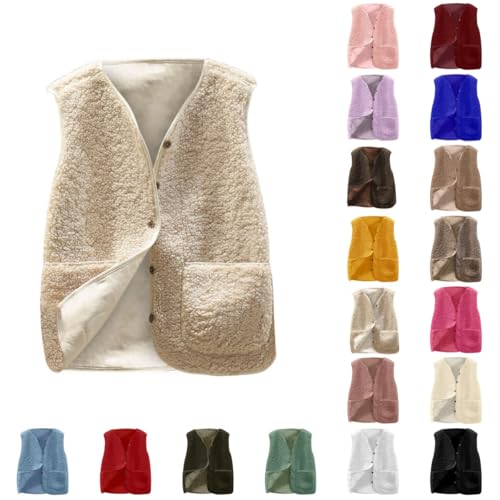 UPOI 2024 Teddy Weste Damen Ärmellos Teddyfleece Jacke Fleece Winterweste Winter Warme Fleeceweste Kurz Teddyjacke Plüsch Westen Damenwesten Übergangsjacke Mantel Leicht Thermoweste Plüschweste von UPOI