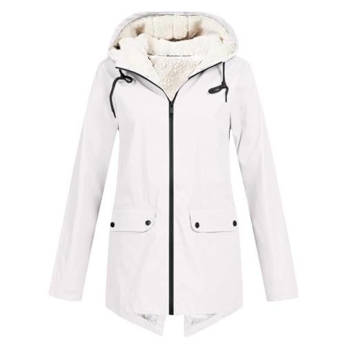 UPOI 2024 Winterjacke Damen Fleecejacke Wasserdicht Regenjacke Winddicht Regenmantel Fleece Windbreaker mit Kapuze Warme Outdoor Jacke Übergangsjacke Leicht Windjacke von UPOI