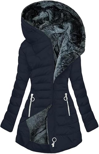 UPOI 2024 Winterjacke Damen Lang Steppjacke mit Kapuze Warm Jacket Damenmantel Elegant Baggy Bequem Outdoorjacke Mantel Große Größen Sportjacke von UPOI