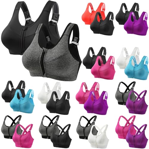 UPOI 2er Pack Sport BH Damen Starker Halt mit Vorderverschluss Große Größe Mesh Gepolstert Klassische BHS Push Up BH mit Verstellbarem Sports Bra Top Bustier für Alltag Yoga Lauf Joggen Reiten UPOI 2er Pack Sport BH Damen Starker Halt mit Vorderverschluss Große Größe Mesh Gepolstert Klassische BHS Push Up BH mit Verstellbarem Sports Bra Top Bustier für Alltag Yoga Lauf Joggen Reiten von UPOI