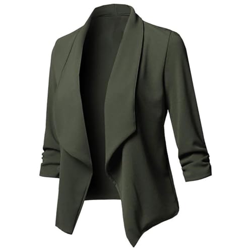 UPOI Blazer Damen Elegant Business Blazer Sportlich Freizeit Longblazer 3/4 Arm Sommer Leicht Büro Blazer Jacke Einfarbig Open Front Jacket Slim Fit Mantel Kurz Cardigan von UPOI