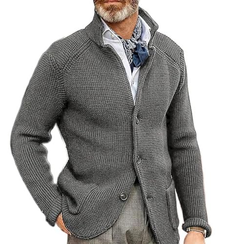 UPOI Cardigan Herren Sweatjacke Ohne Kapuze Männer Regular Fit Strickjacke Herbst Winter Blazer V Ausschnitt Langarm Strickpullover Tops von UPOI