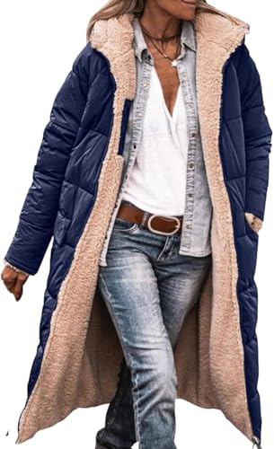 UPOI Damen Wintermäntel Lang Fleecejacke Warmer Kapuzenmantel Herbstmäntel Winterjacke Outdoorjacke Steppjacke mit Kapuze Frauen Oberbekleidung Casual Steppmantel von UPOI