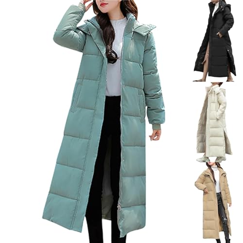 UPOI Daunenjacke Damen Warme Daunenmantel Elegant Verdickt Steppjacke mit Kapuze Lang Mantel Puffer Winterjacke Outdoor Jacke Leichte Steppmantel Winter Parka Übergangsjacke von UPOI