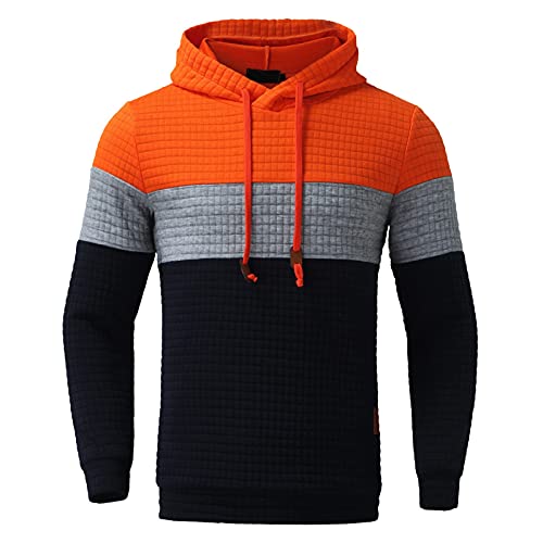 UPOI Herren Casual Hoodies Plaid Jacquard Kordelzug Fitnessstudio Arbeit Kapuzenpullover Tops Langarm Pullover Sweatshirts von UPOI