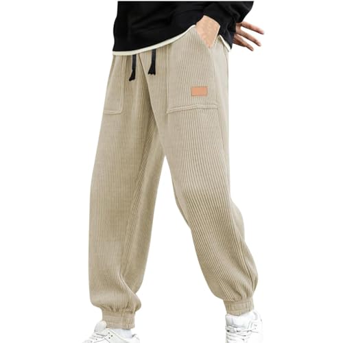 UPOI Herren Cordhose Jogginghose Kordelzug Elastischer Bund Bequeme Weite Freizeithose Herren Jogger Cargo Hose Atmungsaktive Sporthose Herren Lang Winterhose Weite Hose Herren von UPOI