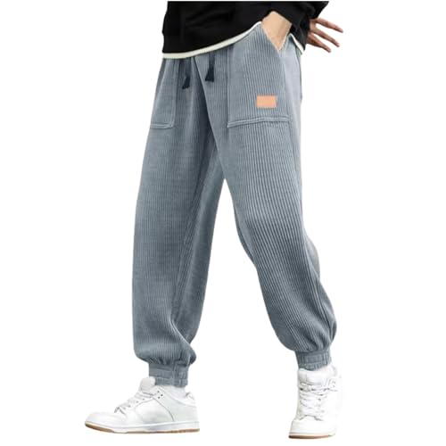 UPOI Herren Cordhose Jogginghose Kordelzug Elastischer Bund Bequeme Weite Freizeithose Herren Jogger Cargo Hose Atmungsaktive Sporthose Herren Lang Winterhose Weite Hose Herren von UPOI
