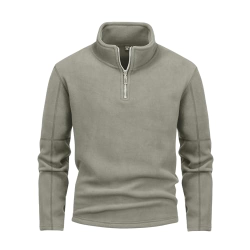 UPOI Herren Fleece Pullover Warmes Microfleece Sweatshirt Herbst Winter Half Zip Winterpullover Fleecepullover für Männer 1/4 Zip Fleece Pullover Pulli von UPOI