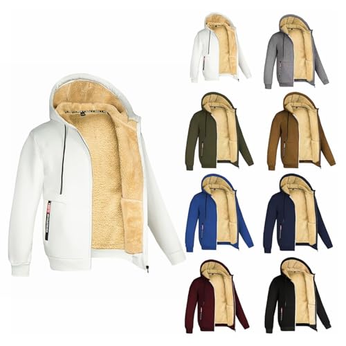 UPOI Herren Gefüttert Kapuzenpullover Hoodie Sweatjacke Fleecejacke Langarm Jacke Winter Warm Zipper Hoodie Männer Sweatshirt mit Kapuze Casual Kapuzenjacke von UPOI