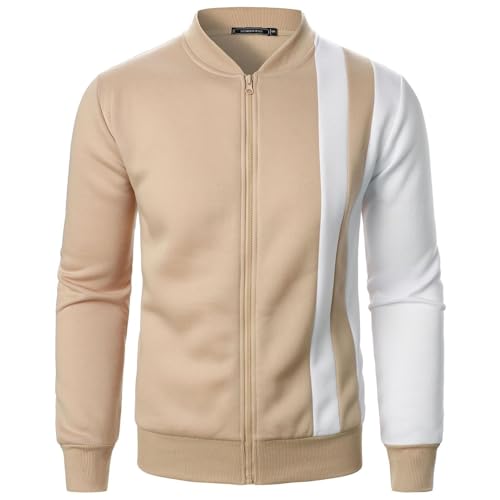 UPOI Herren Jacke Leichte Dünne mit Ärmeltasche Blouson Herbstjacke Übergangsjacke Stehkragen Cardigan mit Tasche Wintermantel Sportwear Trainingsjacke Langarm Strickjacke Freizeitjacke von UPOI