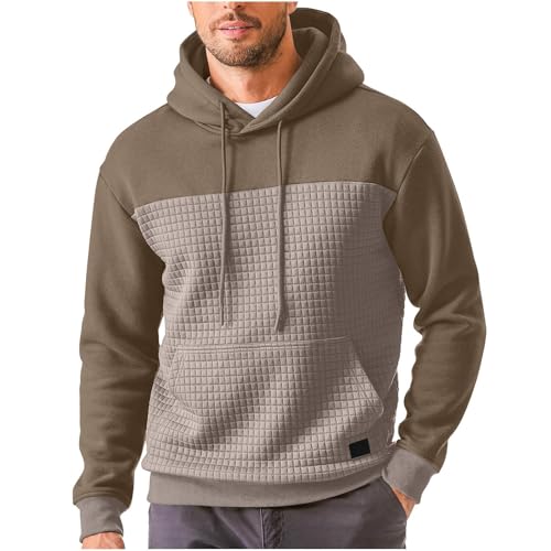 UPOI Herren Kapuzenpullover Langarm Waffle Hoodie Pullover Casual Sweatshirt Warm Hoody Mit Taschen S-3XL von UPOI