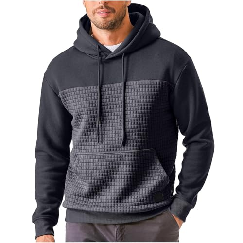 UPOI Herren Kapuzenpullover Langarm Waffle Hoodie Pullover Casual Sweatshirt Warm Hoody Mit Taschen S-3XL von UPOI