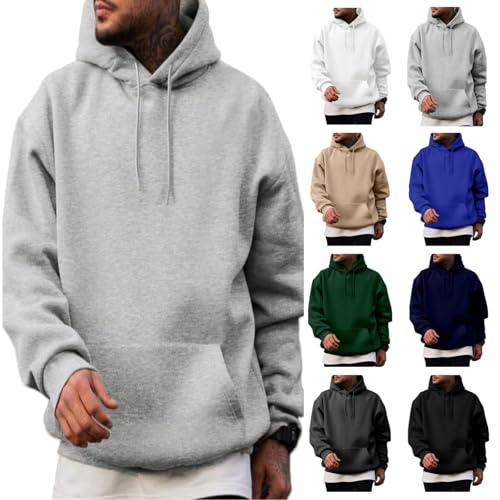 UPOI Herren Kapuzenpullover Oversize Hoodie Langarm Skipulli Schwarzer Unifarbene Hoodie Sweatshirts Kängurutasche Bequemer Sport Freizeit-Look Winter Hoody Herren Sweater Men von UPOI