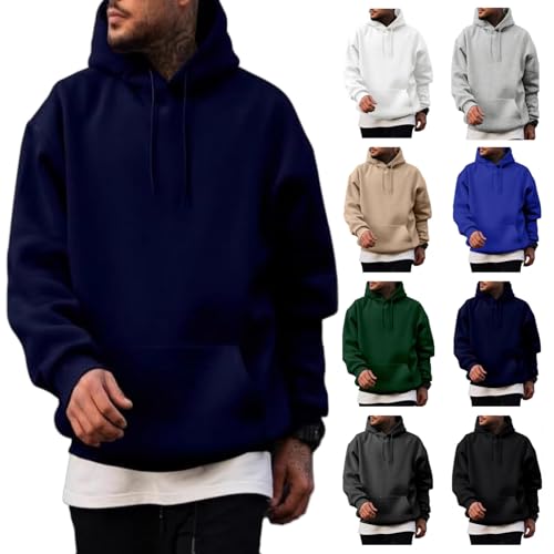 UPOI Herren Kapuzenpullover Oversize Hoodie Langarm Skipulli Schwarzer Unifarbene Hoodie Sweatshirts Kängurutasche Bequemer Sport Freizeit-Look Winter Hoody Herren Sweater Men von UPOI