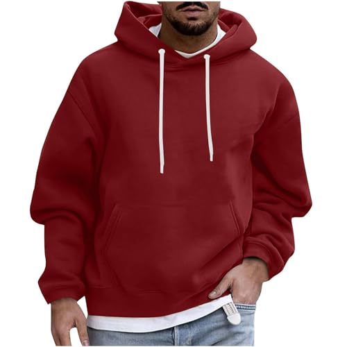 UPOI Herren Kapuzenpullover Oversize Hoodie Langarm Skipulli Schwarzer Unifarbene Hoodie Sweatshirts mit Kängurutasche Bequemer Sport und Freizeit-Look Winter Hoody Herren Sweater Men von UPOI