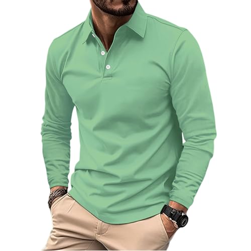 UPOI Herren Poloshirt Langarm Golf Polo Schnelltrocknend Funktionsshirts Leicht T-Shirts mit 3-Knopfleiste von UPOI