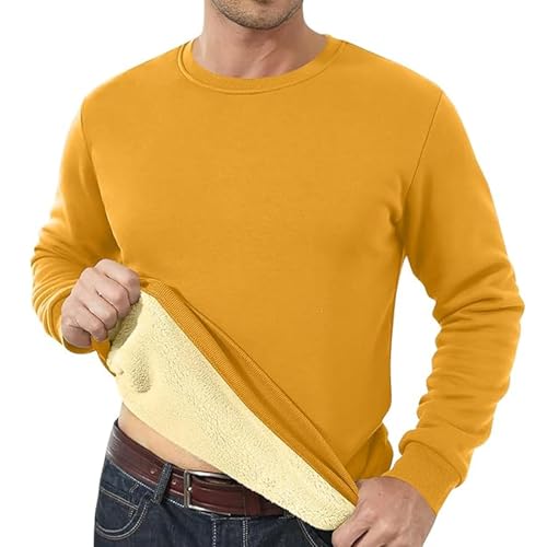 UPOI Herren Pullover Warme Bequem Oberteil Verdicktem Fleece Basic Sweatshirt Ohne Kapuze Männer Rundhals Winter Langarm Sweater Stretch Fleecepullover von UPOI