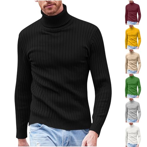 UPOI Herren Rollkragenpullover Strickpullover Langarm Slim Winterpullover Weich Atmungsaktiv Warm Turtleneck Rollkragen Pullover Herbst Winter Turtleneck Lässiger Herrenpullover von UPOI