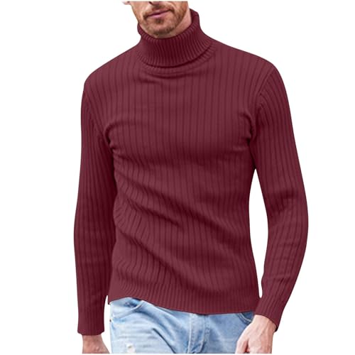 UPOI Herren Rollkragenpullover Strickpullover Langarm Slim Winterpullover Weich Atmungsaktiv Warm Turtleneck Rollkragen Pullover Herbst Winter Turtleneck Lässiger Herrenpullover von UPOI