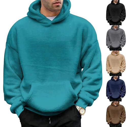 UPOI Herren Winter Fleece Hoodie Kuschelige Plüsch Kapuzenpullover Langarm Lässige Oversize Sweatshirt mit Kängurutasche Winter Pulli Herren Pullover Warm von UPOI
