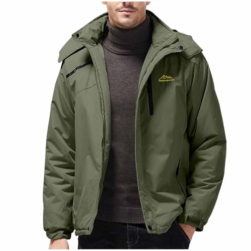 UPOI Herren Winterjacke Wasserdicht Winddicht Outdoorjacke mit Kapuze Warm Funktionsjacke Herbst Winter Wanderjacke Herren Skijacke Winddichte Jacke Steppjacke Daunenjacken Übergangsjacke von UPOI