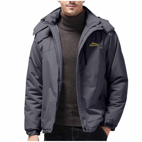 UPOI Herren Winterjacke Wasserdicht Winddicht Outdoorjacke mit Kapuze Warm Funktionsjacke Herbst Winter Wanderjacke Herren Skijacke Winddichte Jacke Steppjacke Daunenjacken Übergangsjacke von UPOI
