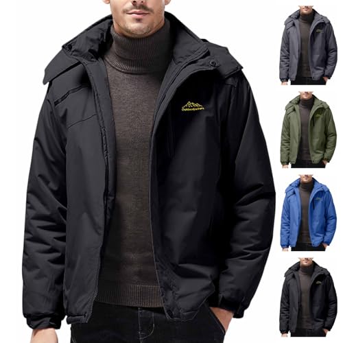 UPOI Herren Winterjacke Wasserdicht Winddicht Outdoorjacke mit Kapuze Warm Funktionsjacke Herbst Winter Wanderjacke Herren Skijacke Winddichte Jacke Steppjacke Daunenjacken Übergangsjacke von UPOI