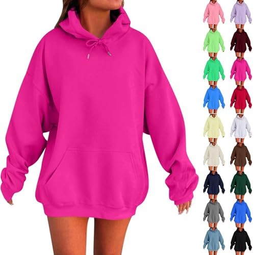 UPOI Hoodie Damen Kapuzenpullover Sport Langarm Sweatshirt mit Kapuze Einfarbig Pulli Oberteile Tops Herbst Winter Hoody Langarmshirt Outwear Streetwear Basic Hooded Pullover von UPOI