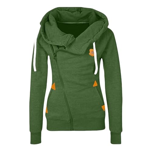 UPOI Hoodie Damen Oversize Casual Einfarbig Langarm Pullover Mit Reißverschluss Herbst Winter Pulli Sweatjacke Zipper Hoodies Warm Winterjacke Zip Sweatshirt Mit Kapuze Outdoor Sport Kapuzenpullover von UPOI