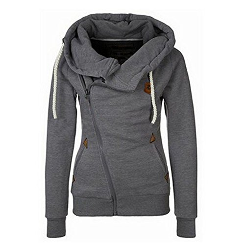 UPOI Hoodie Damen Oversize Casual Einfarbig Langarm Pullover Mit Reißverschluss Herbst Winter Pulli Sweatjacke Zipper Hoodies Warm Winterjacke Zip Sweatshirt Mit Kapuze Outdoor Sport Kapuzenpullover von UPOI