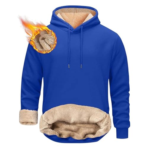 UPOI Hoodie Herren 2024 Winter Gefütterter Pullover mit Kapuze Pulli Fleecepullover Einfarbig Kapuzenpullover Hooded Sweatshirt Causal Hoodie Winterpullover Warm Langarmshirt von UPOI