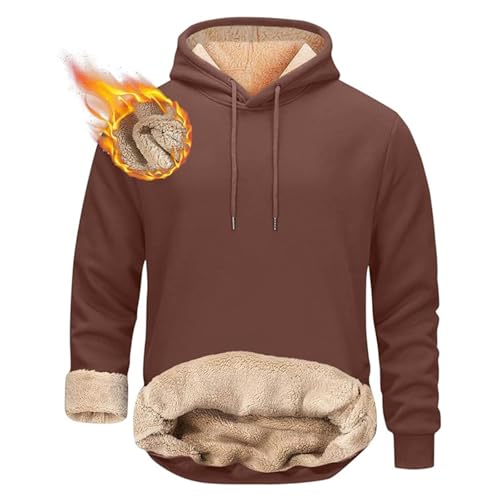 UPOI Hoodie Herren 2024 Winter Gefütterter Pullover mit Kapuze Pulli Fleecepullover Einfarbig Kapuzenpullover Hooded Sweatshirt Causal Hoodie Winterpullover Warm Langarmshirt von UPOI