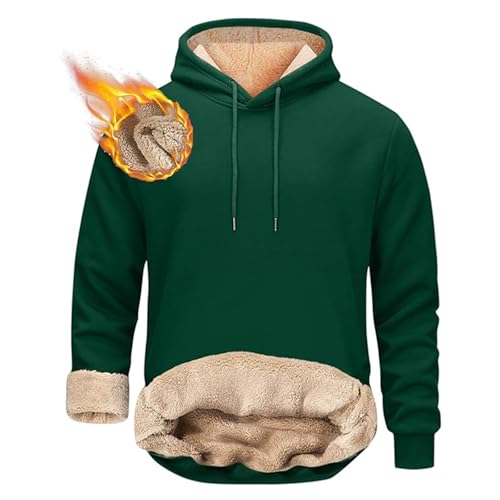 UPOI Hoodie Herren 2024 Winter Gefütterter Pullover mit Kapuze Pulli Fleecepullover Einfarbig Kapuzenpullover Hooded Sweatshirt Causal Hoodie Winterpullover Warm Langarmshirt von UPOI