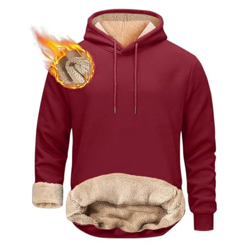 UPOI Hoodie Herren 2024 Winter Gefütterter Pullover mit Kapuze Pulli Fleecepullover Einfarbig Kapuzenpullover Hooded Sweatshirt Causal Hoodie Winterpullover Warm Langarmshirt von UPOI