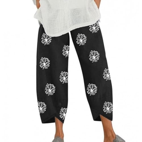UPOI Hose Damen Leinen Sommerhose Casual Leichte Baumwolle Leinenhose Stoffhose Bequeme Luftige Freizeithose Strandhose Mit Taschen Sommer Freizeit Lang Hose von UPOI