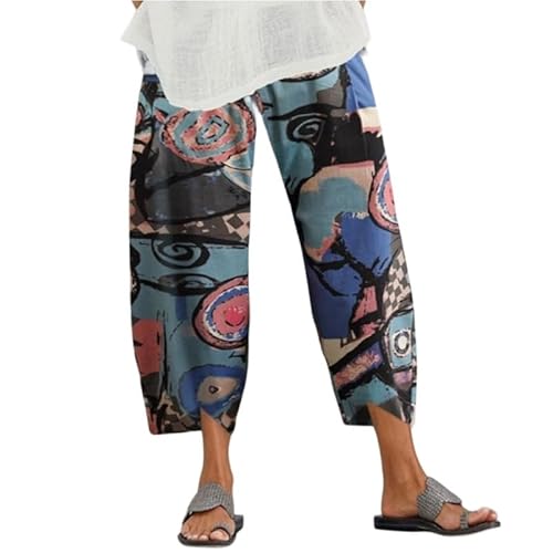 UPOI Hose Damen Leinen Sommerhose Casual Leichte Baumwolle Leinenhose Stoffhose Bequeme Luftige Freizeithose Strandhose Mit Taschen Sommer Freizeit Lang Hose von UPOI
