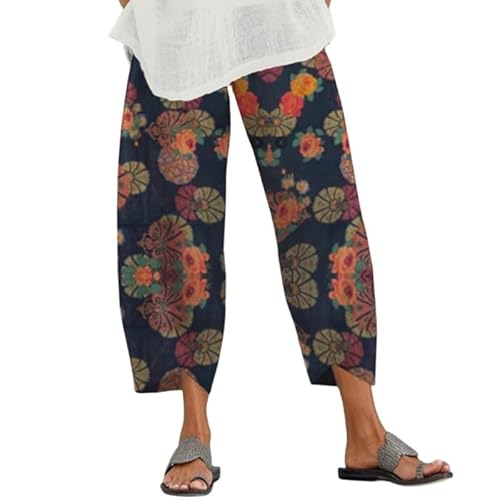 UPOI Hose Damen Leinen Sommerhose Casual Leichte Baumwolle Leinenhose Stoffhose Bequeme Luftige Freizeithose Strandhose Mit Taschen Sommer Freizeit Lang Hose von UPOI