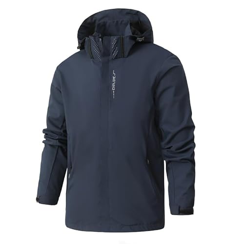 UPOI Jacke Herren Übergangsjacke mit abnehmbarer Kapuze Männer Softshelljacke mit Reißverschluss Herren Winddicht Outdoorjacke Herbstjacke Winterjacke Kapuzenjacke Trenchcoat von UPOI