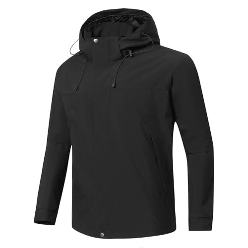 UPOI Jacke Herren Übergangsjacke mit abnehmbarer Kapuze Männer Softshelljacke mit Reißverschluss Herren Winddicht Outdoorjacke Herbstjacke Winterjacke Kapuzenjacke Trenchcoat von UPOI
