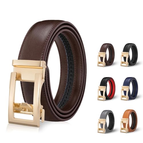 UPOI Majestic Gürtel Damen,Automatik Ledergürtel Herren Western Belt Easy-Click Damen-Gürtel Dekorativen Taillengürtel Mit Goldfarbener Schnalle Ohne Löcher Für Business Anzug Und Kleider Hosen Jeans von UPOI
